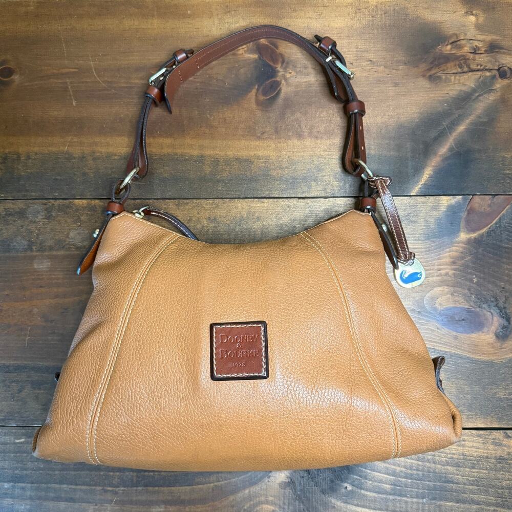 Dooney & Bourke Hobo Shoulder Bag Vintage Y2K Pebbled Leather Caramel Tan Brown